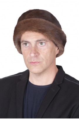 Mink fur hat.  Hat with turned-up brim, double-sided fur